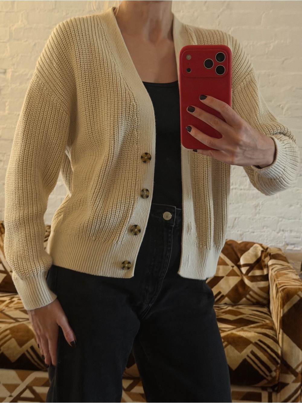 Gap Classic Cream Button-Front Women's Cardigan Sweater